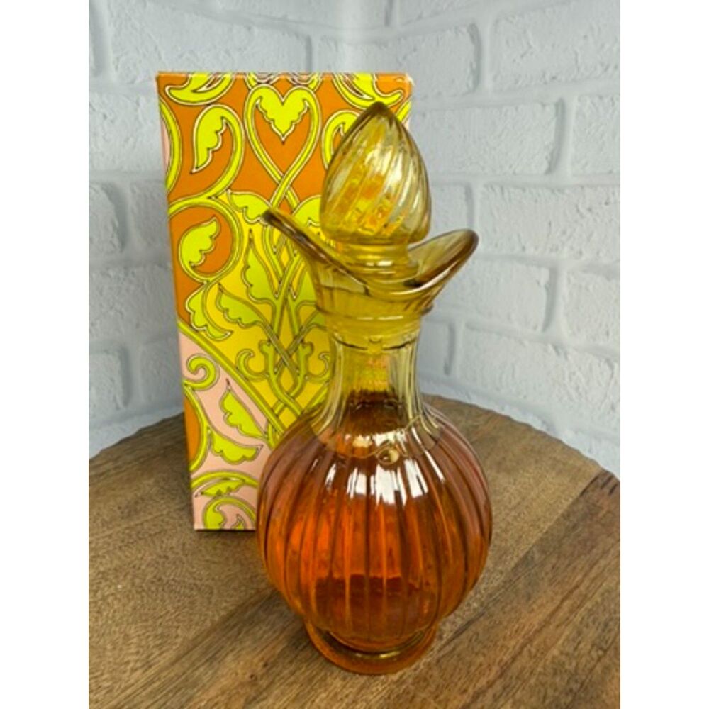VTG Amber Glass Ribbed Avon Cruet Charisma Foaming Bath Oil 6 fl oz - Picture 3 of 12